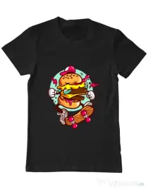 Tricou ADLER barbat Burger Skater Negru