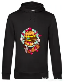 Hoodie barbat cu gluga Burger Skater Negru