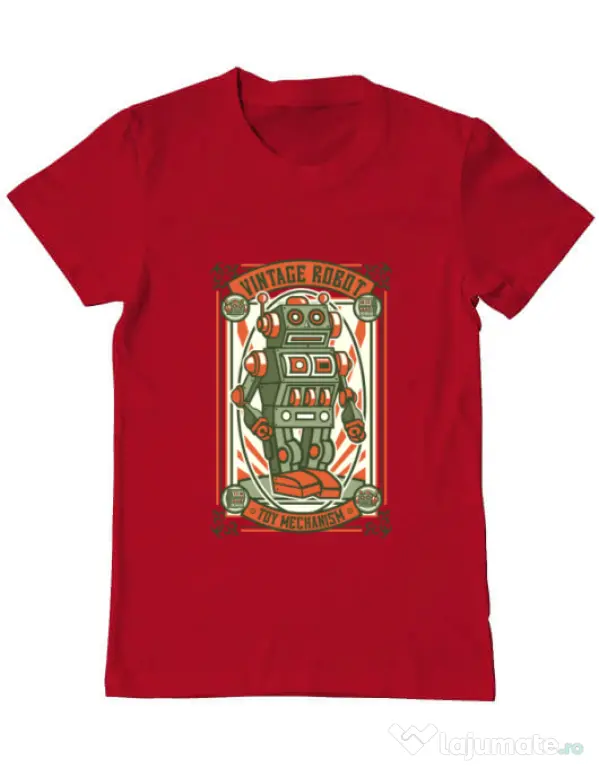 Tricou ADLER barbat Vintage Robot Rosu