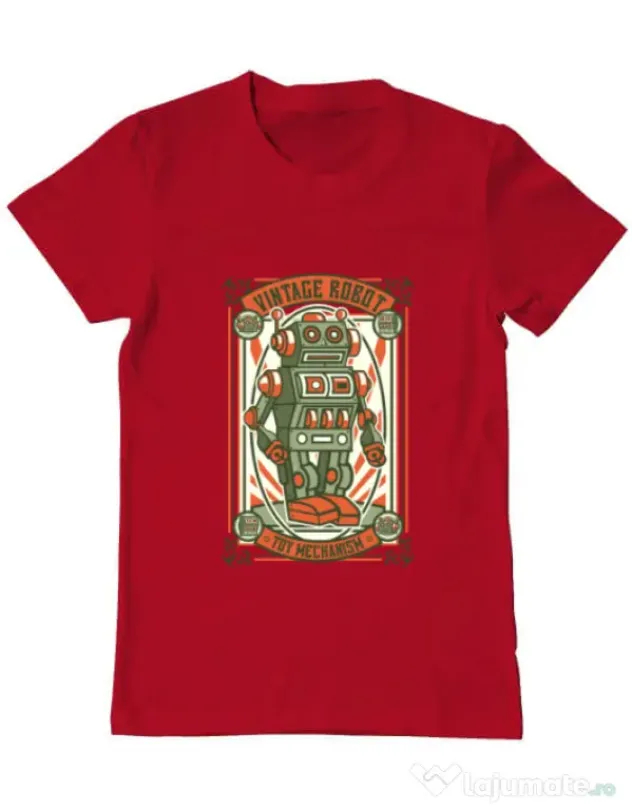 Tricou ADLER barbat Vintage Robot Rosu