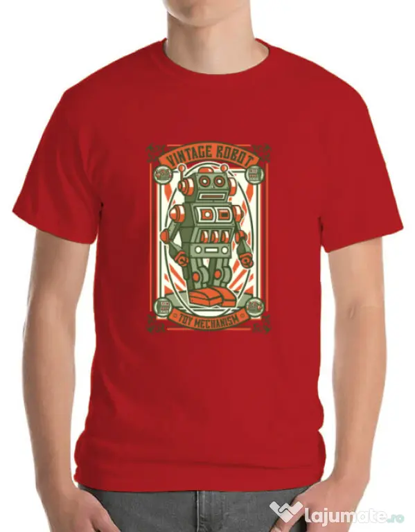 Tricou ADLER barbat Vintage Robot Rosu