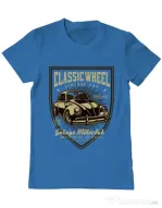Tricou ADLER barbat Classic Wheel Albastru azuriu