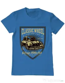 Tricou ADLER barbat Classic Wheel Albastru azuriu