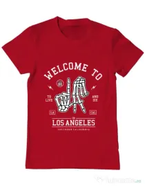 Tricou ADLER barbat Welcome To L.A Rosu