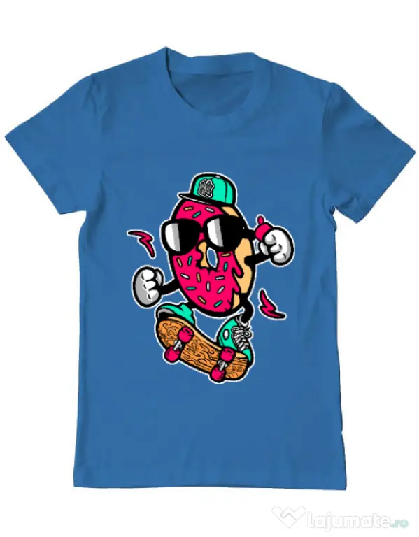 Tricou ADLER barbat Donut skater Albastru azuriu