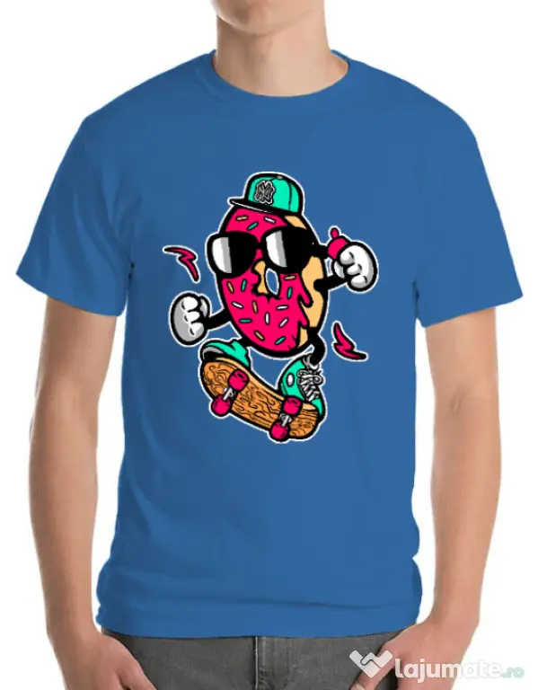 Tricou ADLER barbat Donut skater Albastru azuriu
