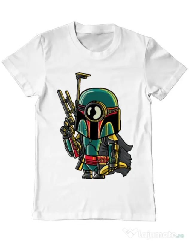 Tricou ADLER barbat Minion Boba Fett Alb