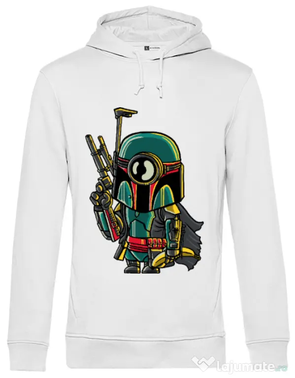Hoodie barbat cu gluga Minion Boba Fett Alb