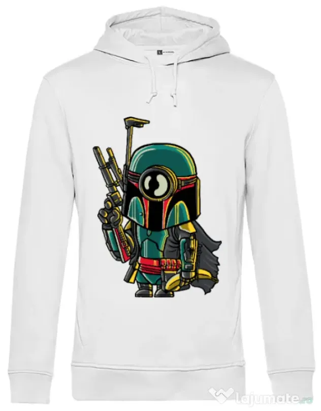 Hoodie barbat cu gluga Minion Boba Fett Alb