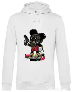 Hoodie barbat cu gluga Gangsta Mouse Alb