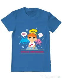 Tricou ADLER barbat Space Invader Albastru azuriu