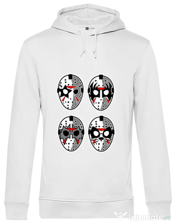 Hoodie barbat cu gluga Jason Rock Faces Alb