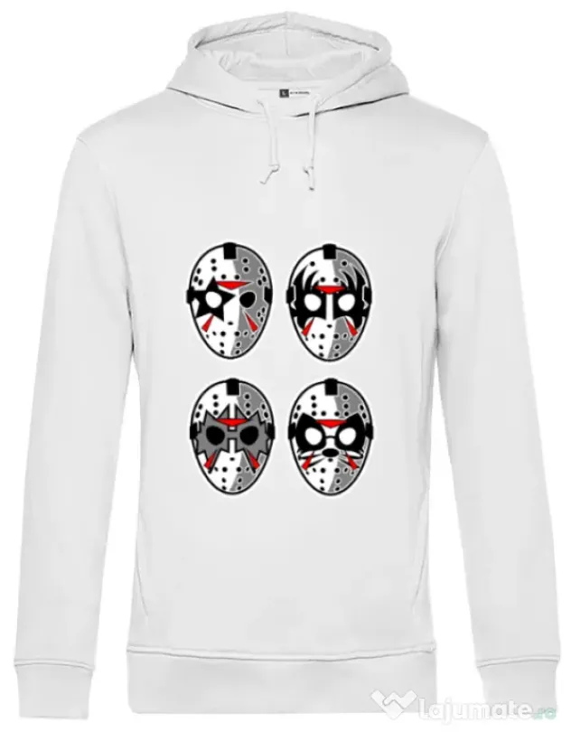 Hoodie barbat cu gluga Jason Rock Faces Alb