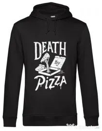 Hoodie barbat cu gluga Death By Pizza Negru