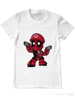 Tricou ADLER barbat Mario Deadpool Alb