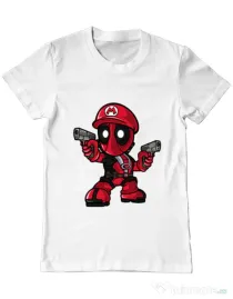 Tricou ADLER barbat Mario Deadpool Alb