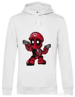 Hoodie barbat cu gluga Mario Deadpool Alb