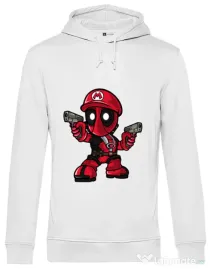 Hoodie barbat cu gluga Mario Deadpool Alb