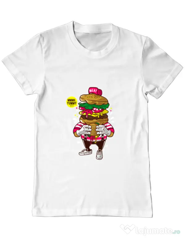 Tricou ADLER barbat I Love Burger Alb