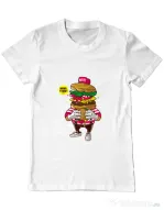 Tricou ADLER barbat I Love Burger Alb