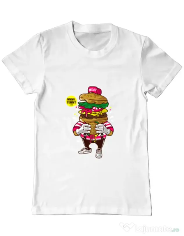 Tricou ADLER barbat I Love Burger Alb