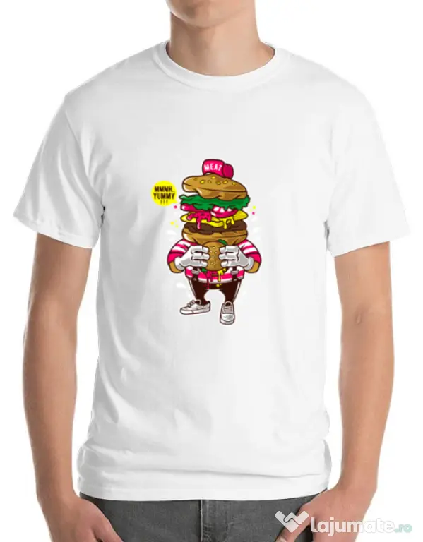Tricou ADLER barbat I Love Burger Alb