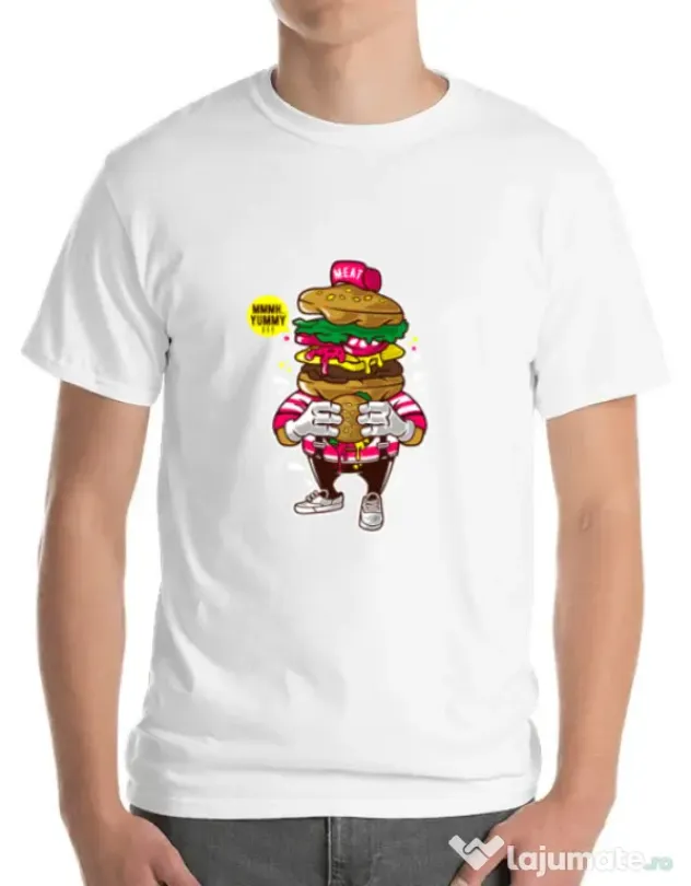 Tricou ADLER barbat I Love Burger Alb