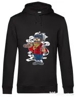 Hoodie barbat cu gluga Pizza Beard Negru