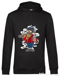 Hoodie barbat cu gluga Pizza Beard Negru