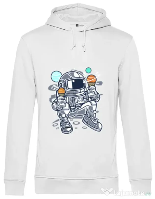 Hoodie barbat cu gluga Astronaut Ice Cream Alb