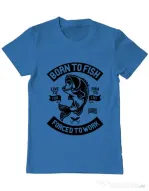 Tricou ADLER barbat Born To Fish Albastru azuriu