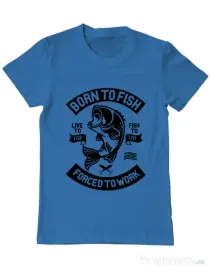 Tricou ADLER barbat Born To Fish Albastru azuriu