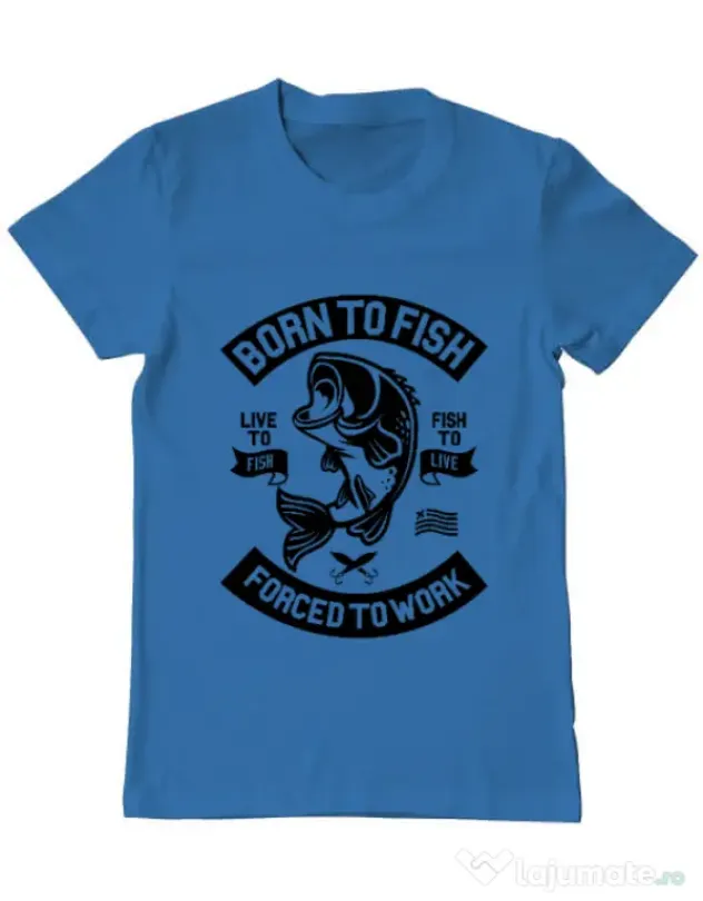 Tricou ADLER barbat Born To Fish Albastru azuriu