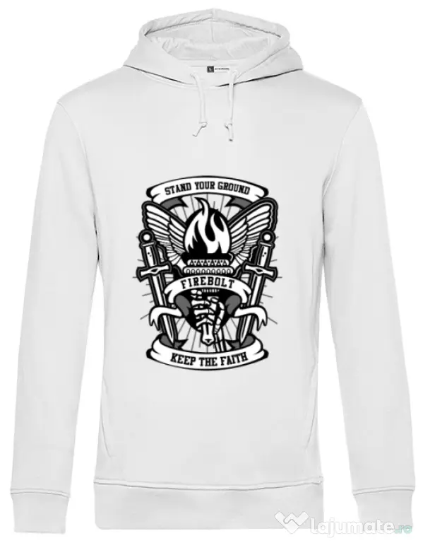 Hoodie barbat cu gluga Torch Alb