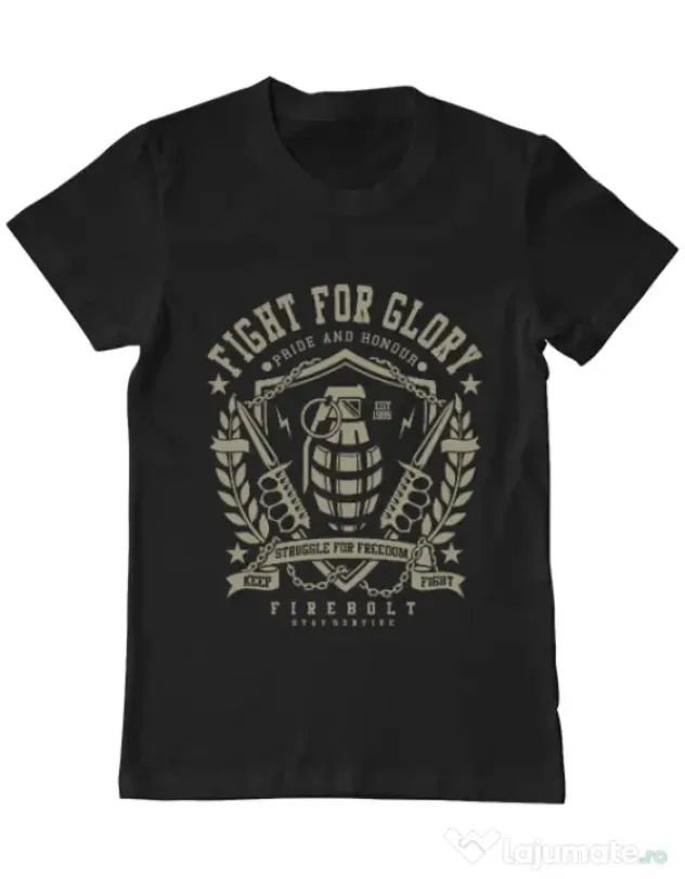 Tricou ADLER barbat Fight for glory Negru