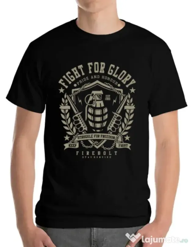 Tricou ADLER barbat Fight for glory Negru