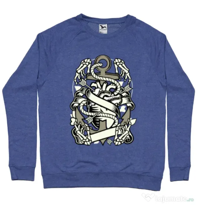 Bluza ADLER barbat Heart and Anchor Albastru melanj
