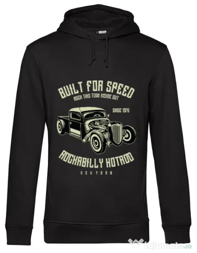 Hoodie barbat cu gluga Built For Speed Negru