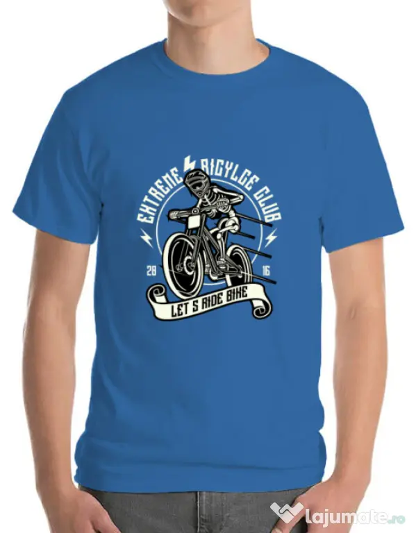 Tricou ADLER barbat Lets Ride Bike Albastru azuriu