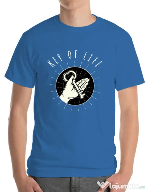 Tricou ADLER barbat Key Of Life Albastru azuriu