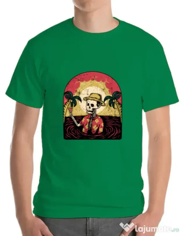 Tricou ADLER barbat Welcome to My Paradise Verde mediu