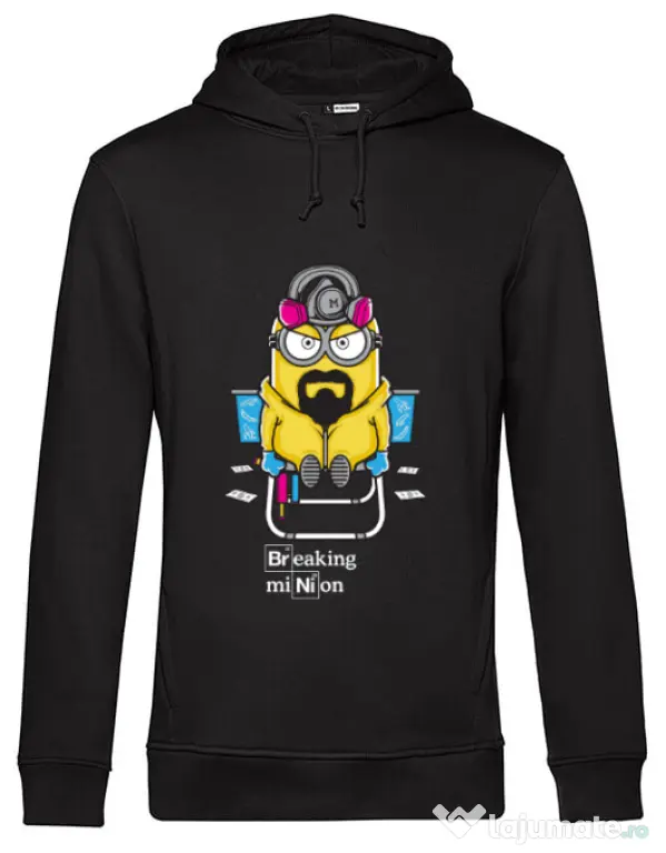 Hoodie barbat cu gluga Breaking Minion Negru