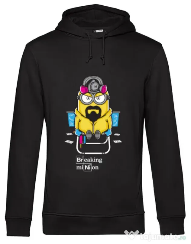 Hoodie barbat cu gluga Breaking Minion Negru