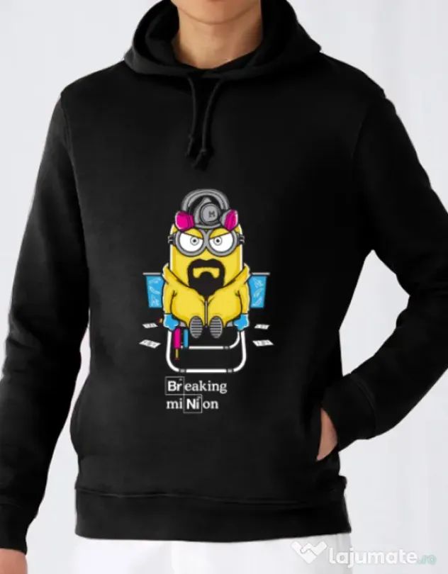 Hoodie barbat cu gluga Breaking Minion Negru