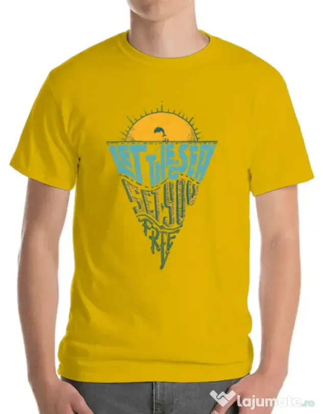 Tricou ADLER barbat Let the sea, Set you free Galben