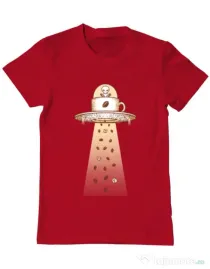 Tricou ADLER barbat Alien Coffee Invasion Rosu