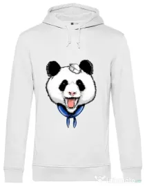 Hoodie barbat cu gluga Panda Sailor Alb