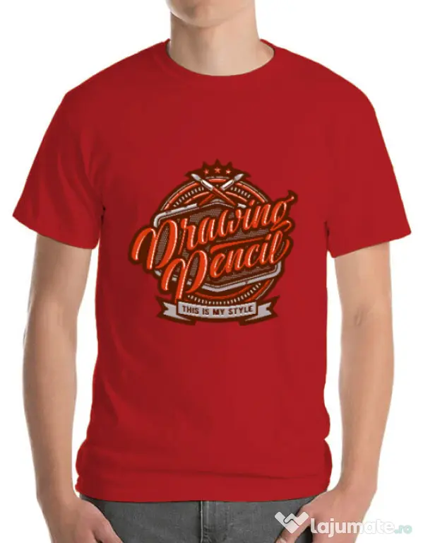 Tricou ADLER barbat Drawing Pencil Rosu