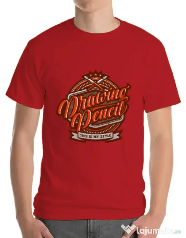 Tricou ADLER barbat Drawing Pencil Rosu
