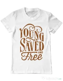 Tricou ADLER barbat Young Saved And Free Alb